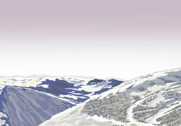 Panorama_Hovden_ Panorama vy Hovden, grafik vinter